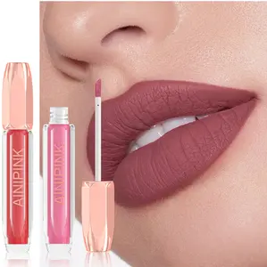 AINIPINK Matte Lip Gloss Long-Lasting Waterproof Non-Stick Cruelty-Free High-Pigment Smudge-Proof All-Day Wear Lipstick Makeup Glossy Cosmetic