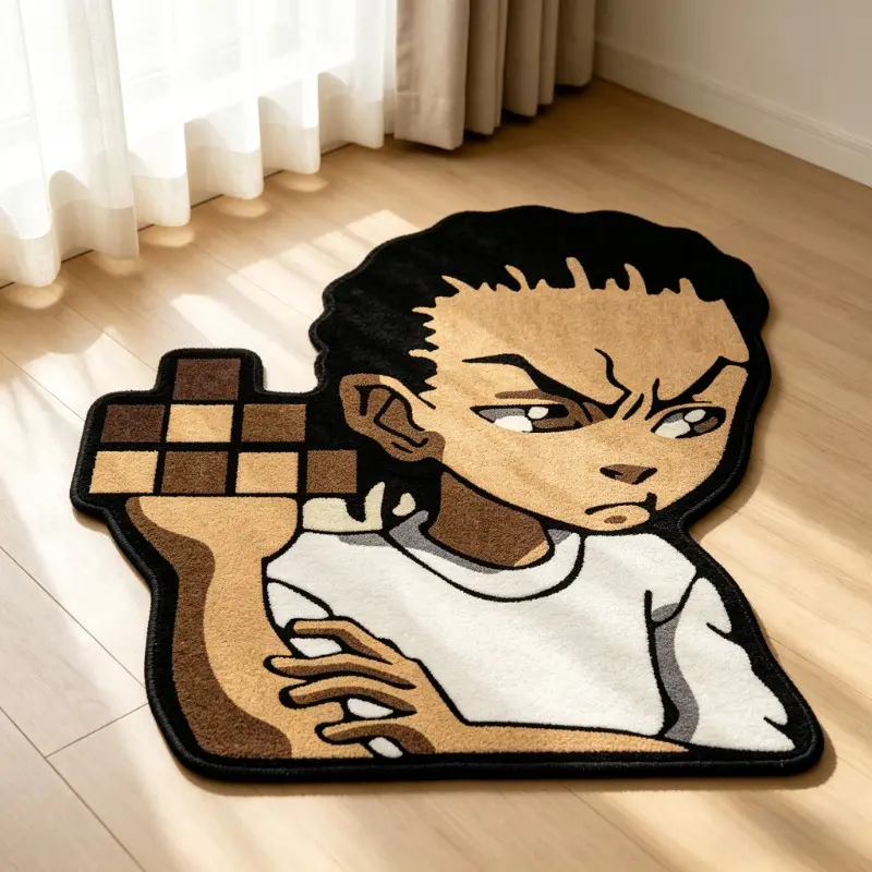 Cartoon Boy Arm Hugging Shape Rug, Creative Unique Street Style Artistic Minimalist Washable Plush Carpet, Decorative Area Rug Home Decor Rugs Cartoon Pattern Rug for Living Room Bedroom