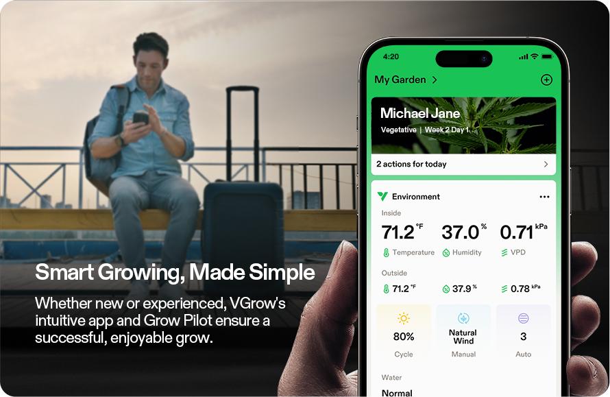 VGrow All-in-One Smart Grow Box, Professional System with Samsung LM301H EVO Grow Light, Advanced Circulation & Ventilation System, Irrigation, Nutrient, Magnetic Window for Indoor Hydroponics