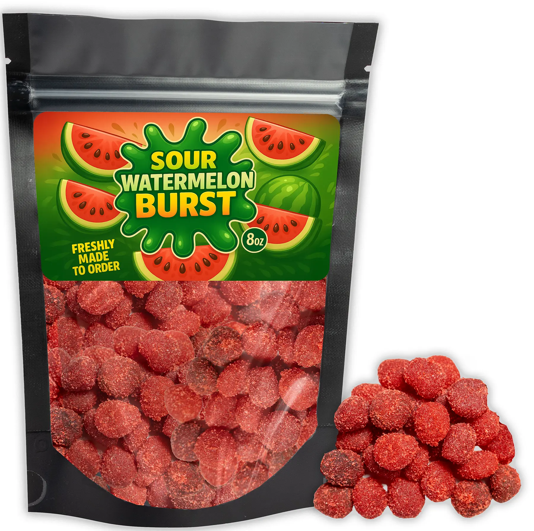 Sour Watermelon Gushers - (8oz Large Resealable Bag) - Gooey Sweet & Sour Candy - Ships Same Day - US Made