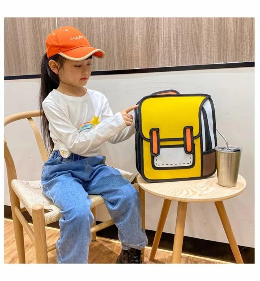 Creative Comic Backpack Adjustable Strap Book Storage Lightweight 2D Comic Student Bag Teenager Daypack