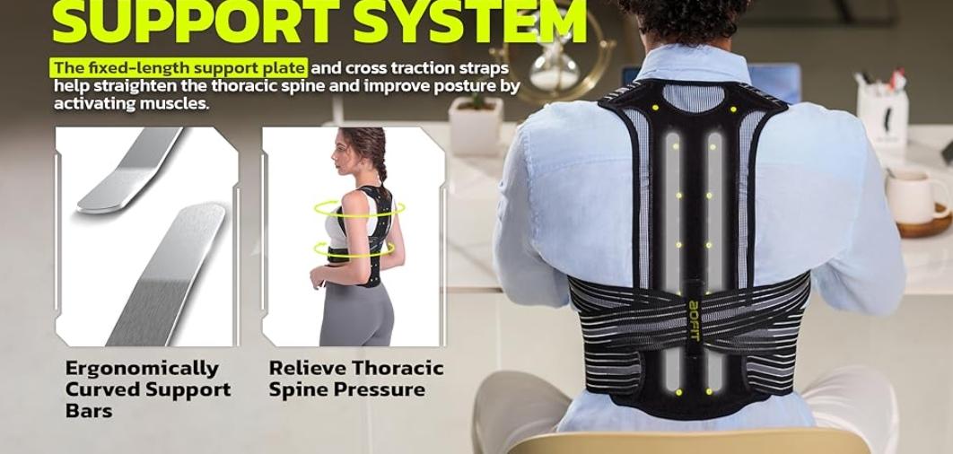 aoFIT Posture Corrector，Comfortable Back Posture CorrectBelt，lmproves Posture and ReducesHunchback, Sports & OutdoorAccessories，WomenandMen，adjustable