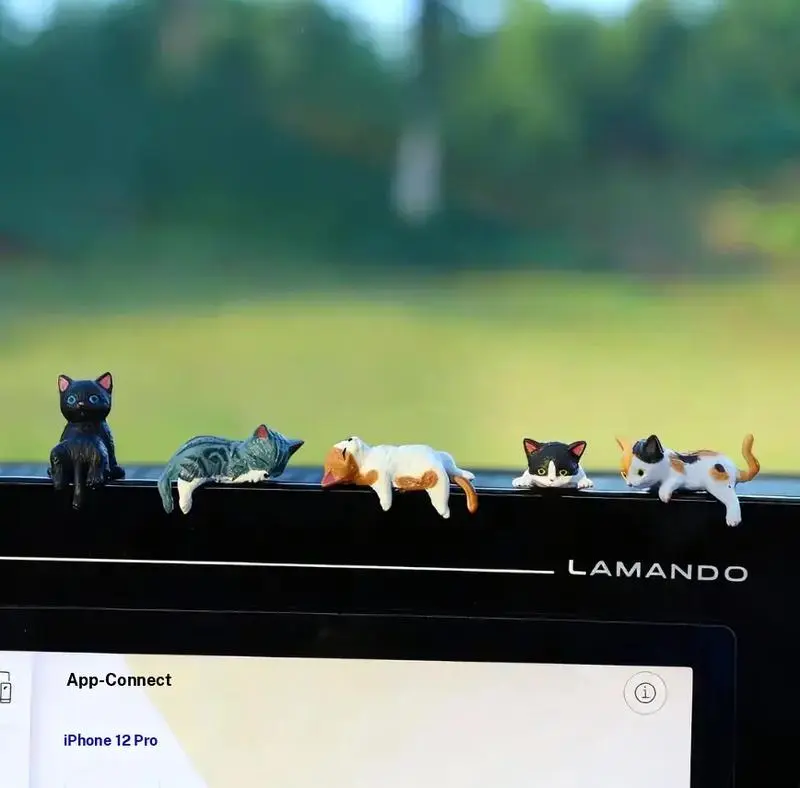 2026 Mini Cat Desk Figurines Set of 5 Resin Multi Pose Kitty Ornaments Cute Cartoon Style Desk Companions for Home Offices Cubicles Playful Charming Desktop Decoration,dorm essentials