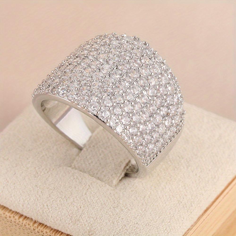 1 Piece Women's Wide Band Statement Ring with Dazzling Synthetic Zirconia Suitable for Proposal Engagement Wedding Daily Party Valentine's Day Christmas Unisex Fashion Accessory