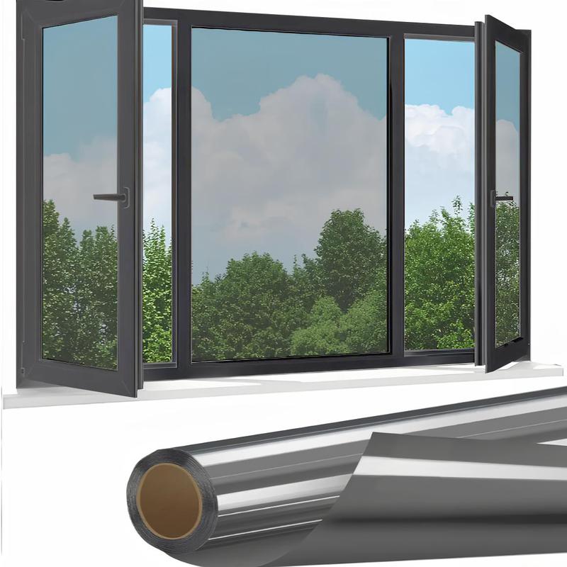 Daytime Privacy Window Film- One Way Mirror, Anti-uv & Heat Control For Home And óffice, Static Cling Easy Install,UV Sun Blocking, Black,17.5 Inch X6.5 Feet,Christmas gift