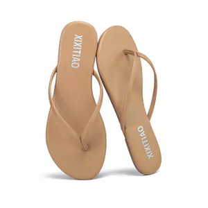 XIXITIAO Leather Flip Flops for Women Men Non-Slip Flat Sandals for Summer Beach Vacation Girl's Lightweight Walking Shoes