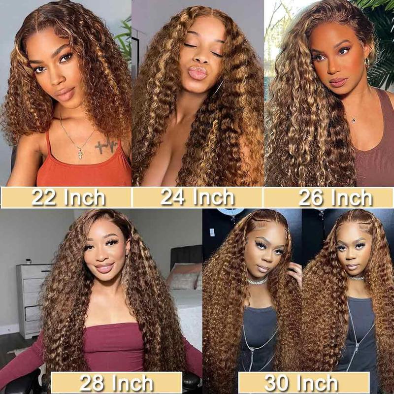Highlight Ombre Lace Front Wig Human Hair 13x6 HD Honey Blonde 4/27 Deep Wave Lace Frontal Wigs Glueless Wigs Human Hair