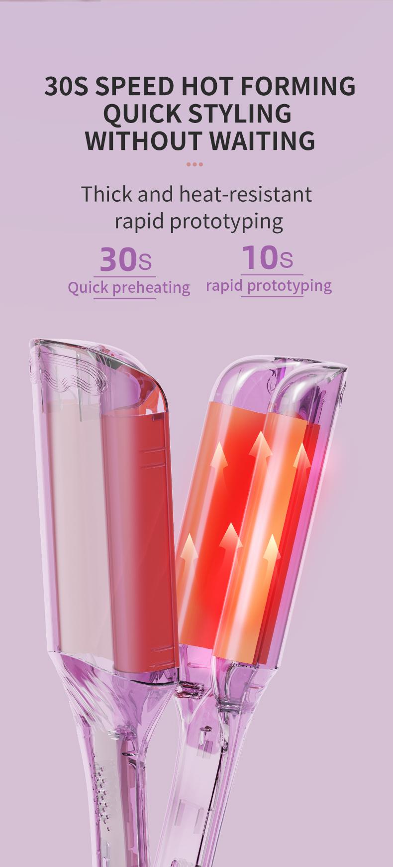 French Curling lron 1.4 Inch Heat-Proof lonicCeramic Double Barrel Auto-Off Protection Smooth PinkSalon Style Tool for All Hair Types Christmas Gift