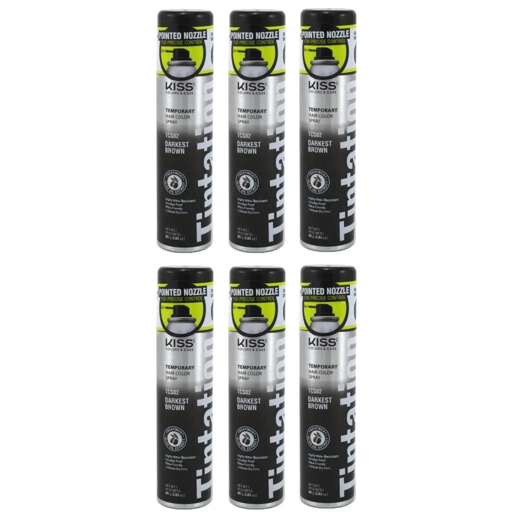 Tintation Hair Color Spray, 6-Pack TCS02 Darkest Brown, Haircare Styling Product