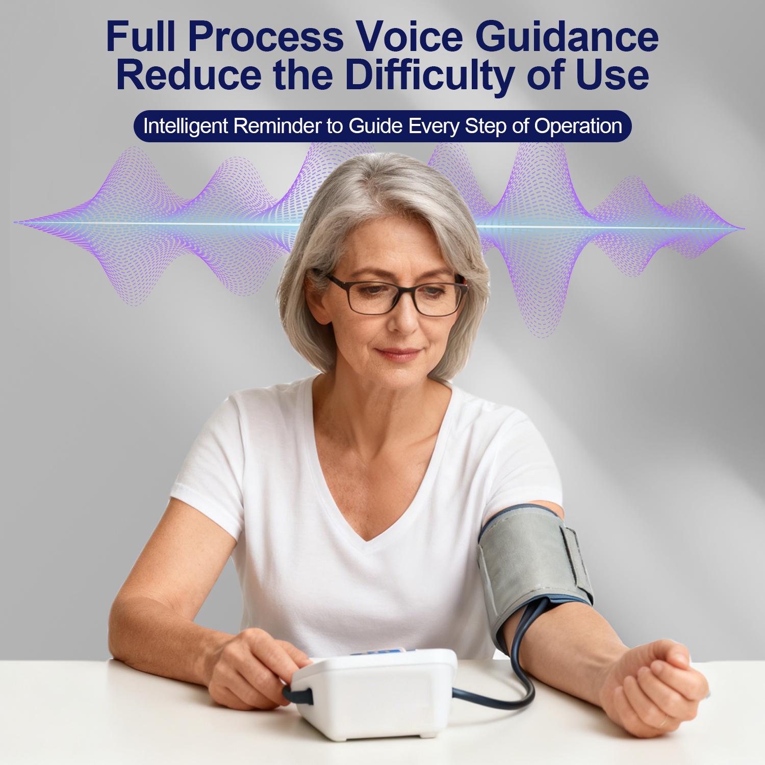 Arm Blood Pressure Monitor - LCD Display, Adjustable Cuff, 99x2 Memory Sets, Digital BP Machine for Home Use, Battery not included