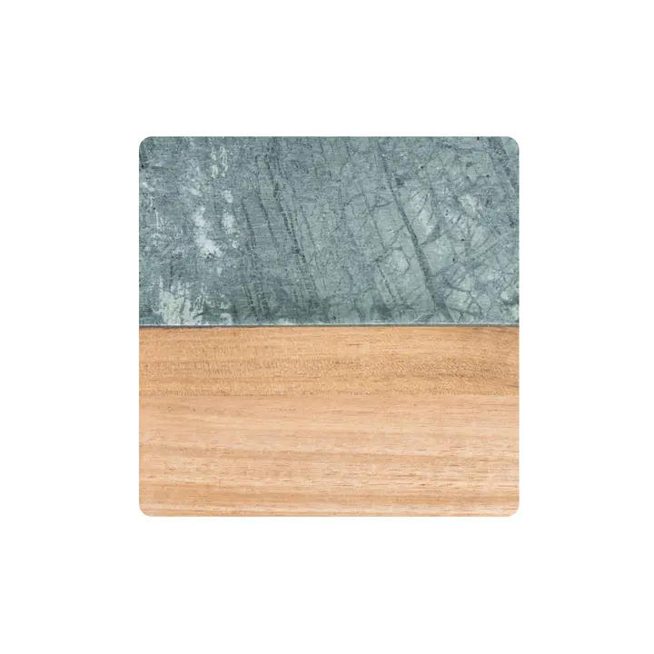 xTool Classic Engraved Tableware Coasters - 4pcs Wooden & Marble Coasters with Natural Grain, Ideal for Coffee Drinks, Housewarming & Birthday Gifts