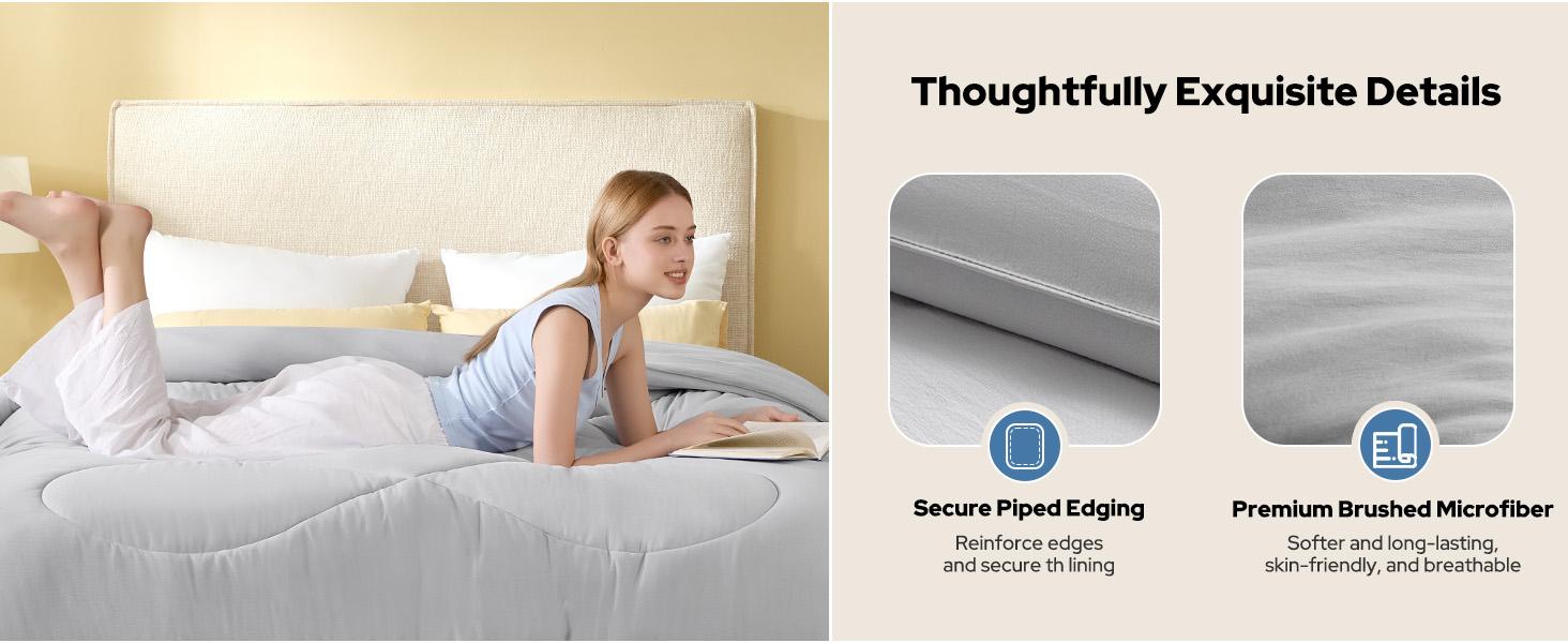 SpringGlowUp【BEDLORE】Luxurious Hotel Collection All-Season Down Alternative Comforter Duvet Insert – Ultra-Soft Chinese Knot Pattern Quilted Design, Machine Washable with Corner Tabs for Home, Guest Room, or Dorm