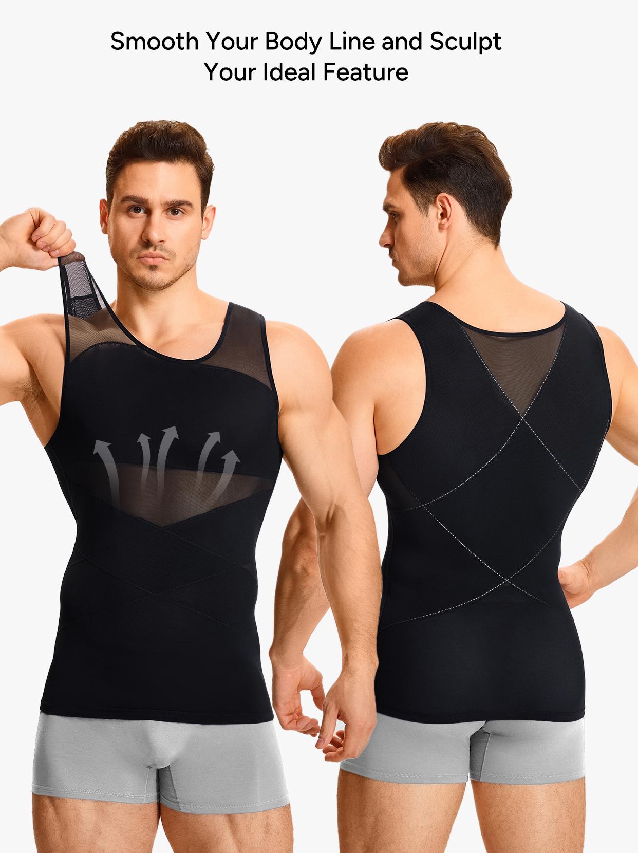 【2 pack】Men's Compression Shirt Shapewear Tanktop Menboobs And Tummy Control Fajas Undershirt 【2 pack】Men's Compression Shirt Shapewear Tanktop Menboobs And Tummy Control Fajas Undershirt