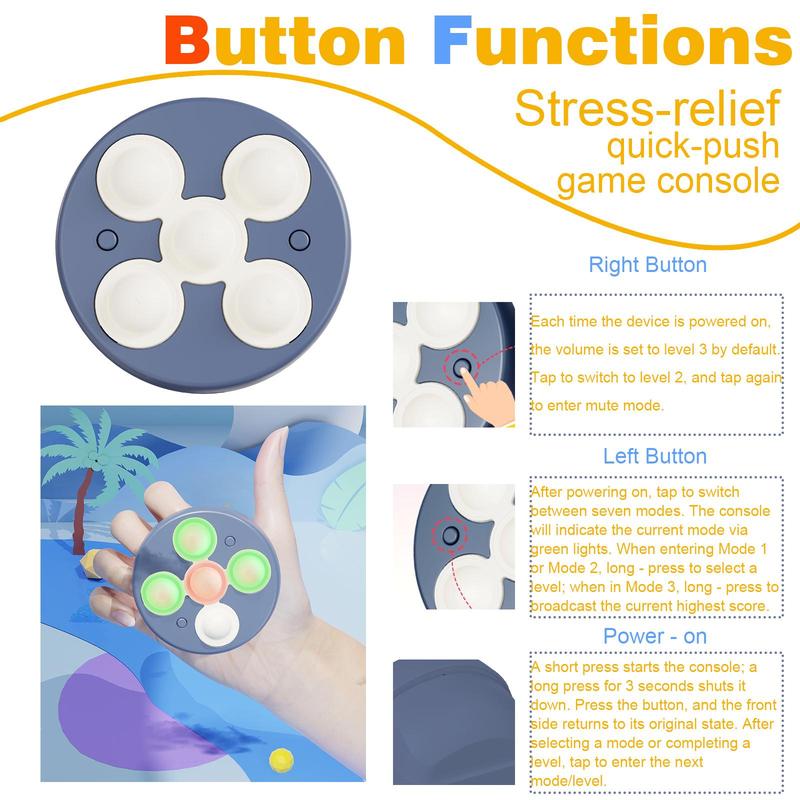 Stress Relief Toys Quick Push Game - One-handed handheld bubble game, fun and portable. Suitable for kids and adults. Holiday and party favors.