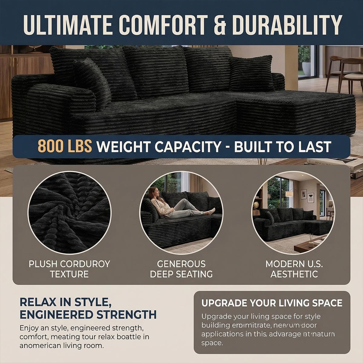 95-inch L-shaped living room design, comfortable and ready to use without assembly. Modern modular s x ofa, durable and comfortable large sofa. furniture express loungers al seccion a of cloud couches boneless sectional