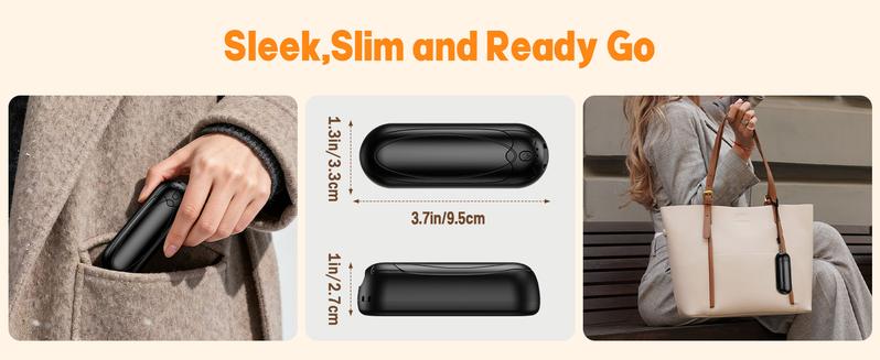 Hand Warmers Rechargeable 2 Pack, 2025 Upgraded Electric Portable Hand Warmers 7000mAh Electric Portable Pocket Heater with 3 Levels Warmth, Gift for Women Men