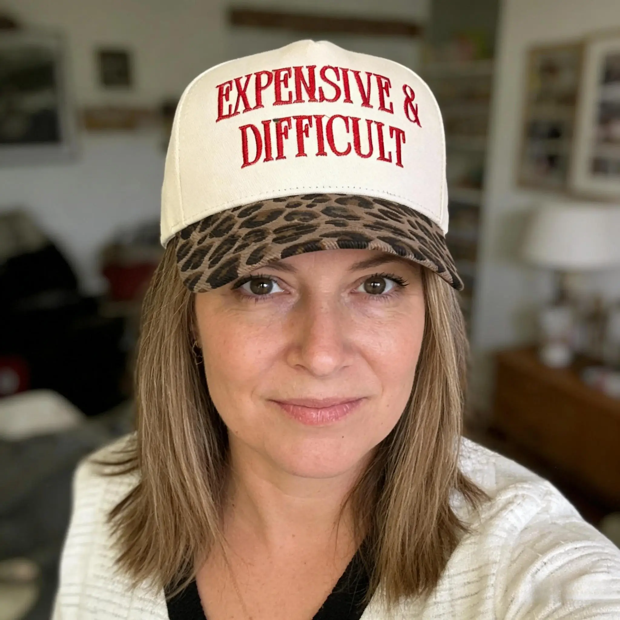 Expensive & Difficult Trucker Hat for Women Funny Leopard  display picture 2