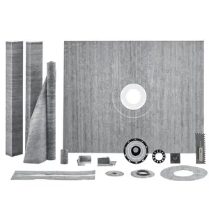 VEVOR Shower Curb Kit,  , 60"x48" Shower Pan Kit with 2" PVC Central Flange, Waterproof Membrane, Stainless Steel Grate and Joint Sealant, Shower Pan Slope Sticks Fit for Bathroom