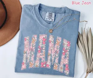 Comfort Colors Boho Floral Mama Shirt Mothers Day Gift Trendy Mom Spring Tee Cute Gift for Mom Oversized Shirt for Women Flowers Mama Shirt