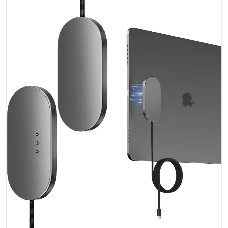 Magnetic Wireless Tablet Charger - 18W Fast Charging, Smart Connector, Aluminum Alloy Pad, USB Type-C Cable, for iPad Pro 12.9in (3rd/4th/5th/6th) & Air 13 (M2/M3) | Fast Wireless Charging Tablet Chargers & Adapters