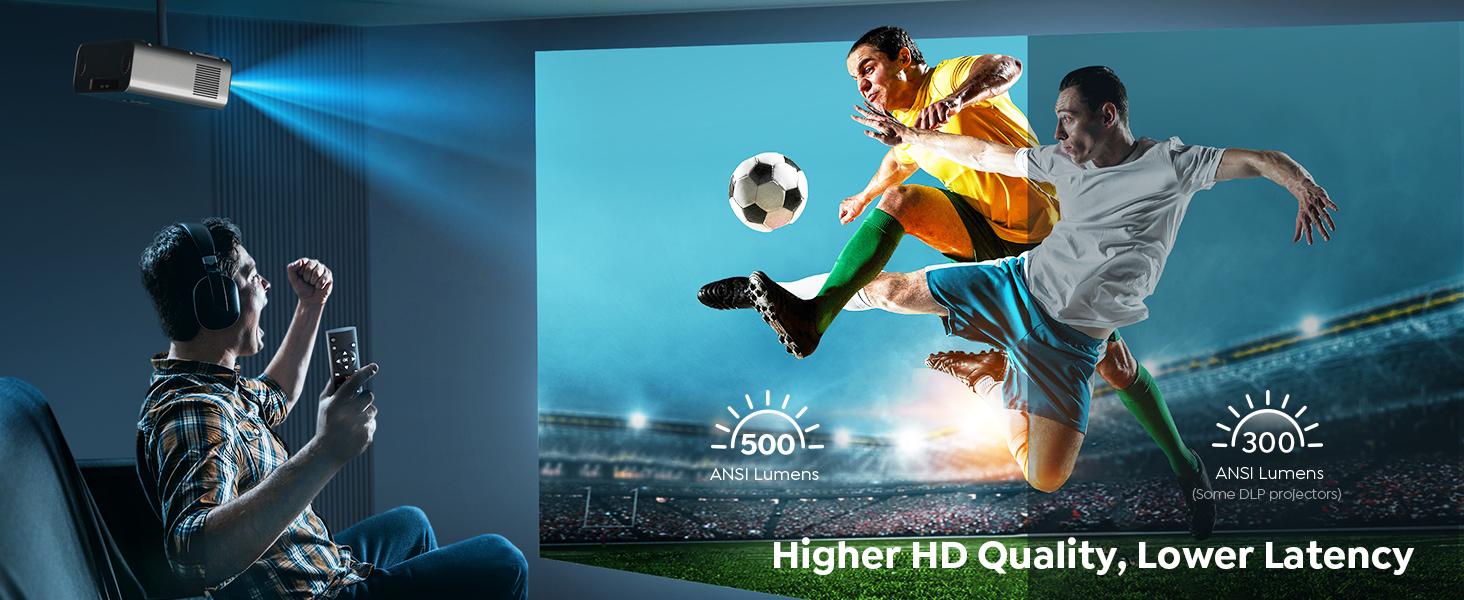 Yaber T1 Pro Mini Projector with WiFi 6 and Bluetooth 5.2, Native 1080P Outdoor Movie Projector, Auto 6D Keystone & 50% Zoom, Home Theater Projector, Video Projector for Phone/TV Stick/PCV Audio Remote