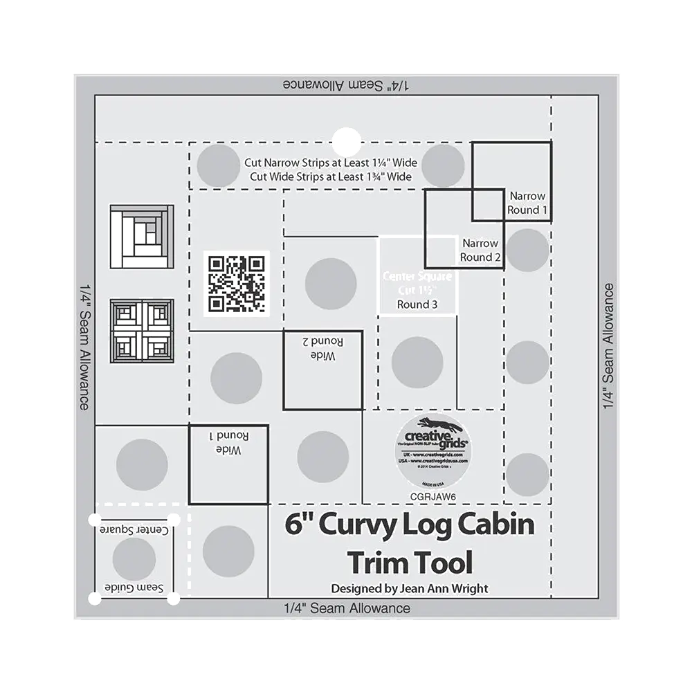 Creative Grids Curvy Log Cabin Trim Tool Ruler CGRJAW6