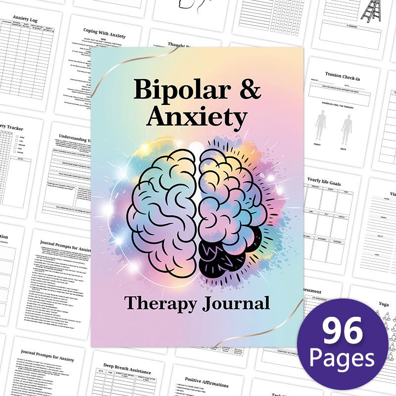 Bipolar & Anxiety Therapy Journal Mental Health Planner Self Recovery Diary Daily Emotional Support Log Soft Cover Wellness Notebook for Mindfulness Healing Gift Idea