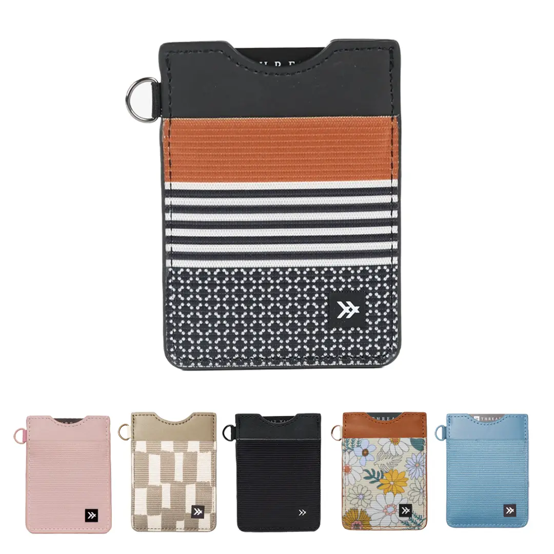 Thread Minimalist Vertical Leather Wallet & Card Holder with RFID and Elastic