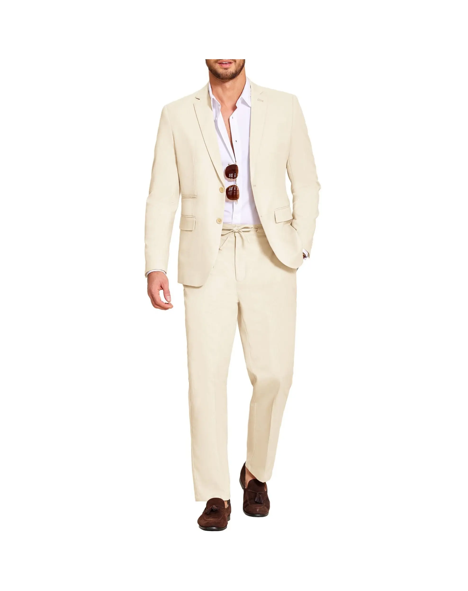 COOFANDY Men's Tracksuit 2 Piece set men Linen Suits Set Regular Fit Casual Lightweight Blazer Jacket and Pants Gift Ideas