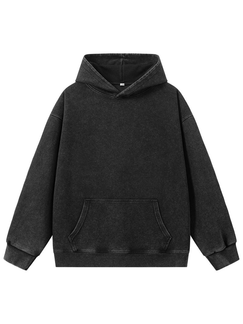 CCCMAI Men's Solid Color Loose Fit Hooded Sweatshirt Regular Fit Casual Long Sleeve Hoodie for Fall & Winter Men's Clothing for Everyday Wear with Quality Hem and Cuff Design Menswear Tops Pullover