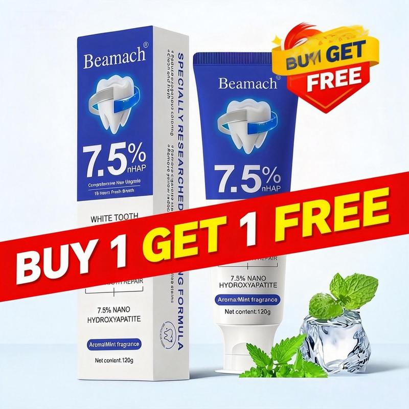 Beamach Hydroxyapatite Toothpaste 7.5% - Enamel Repair & Natural Whitening, Mint Flavor, Fluoride-Free, Gentle for Sensitive Teeth, 4.23oz Oral Hygiene Essentials
