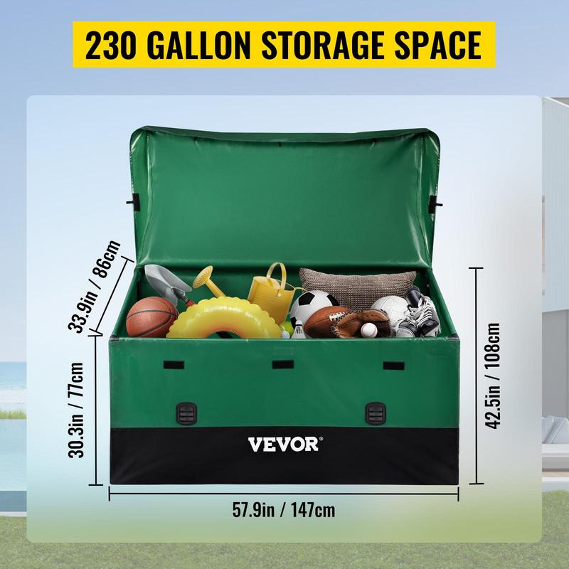 VEVOR Outdoor Storage Box Patio Deck Box 230 Gallon Waterproof PE Tarpaulin Light Organiser