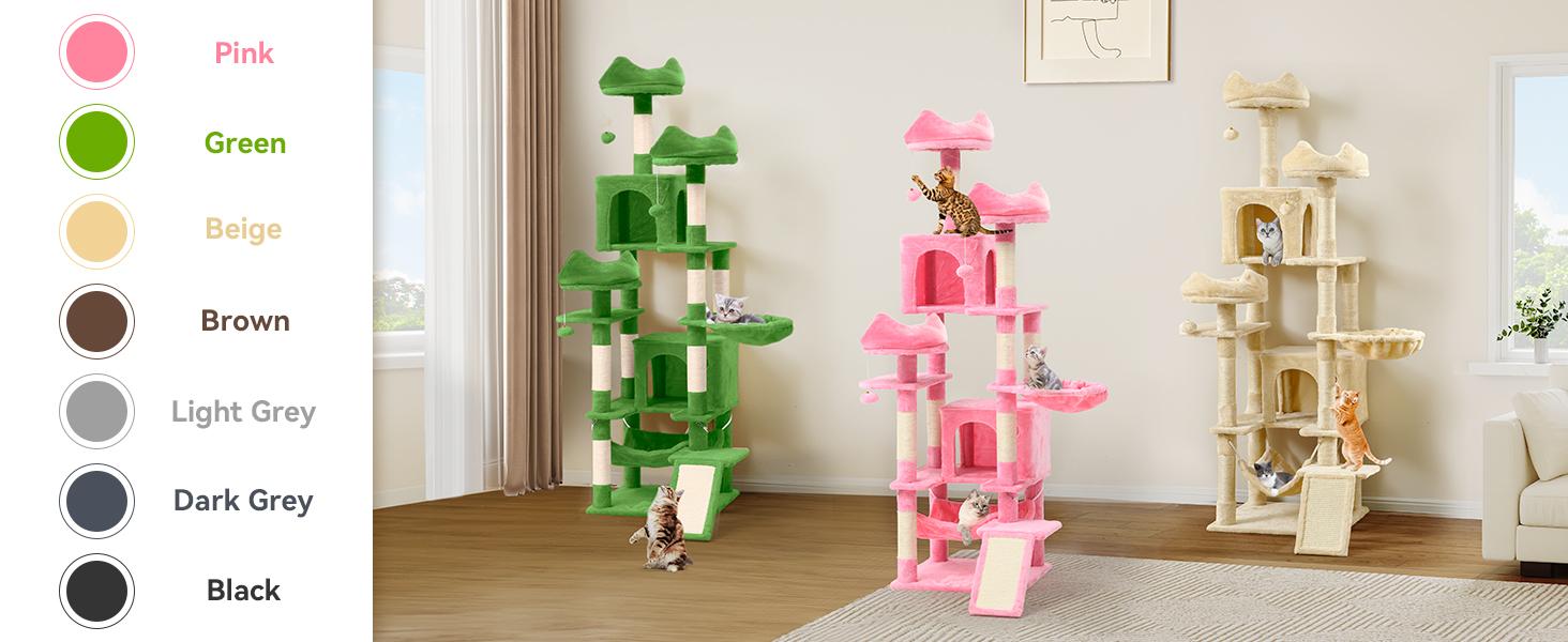 Yitahome Tall Cat Tree for Indoor Cats, Multi-Level Cat Tower with Cat Condos, Top Perches, Cozy Basket,Hammocks, Large Pet Activity Structure Yitahome Tall Cat Tree for Indoor Cats, Multi-Level Cat Tower with Cat Condos, Top Perches, Cozy Basket,Hammocks, Large Pet Activity Structure