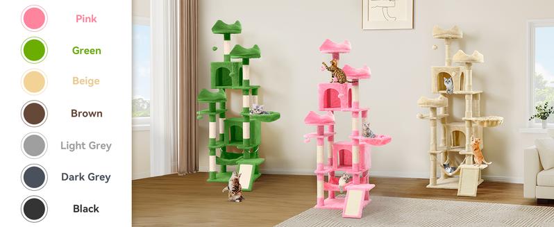 Yitahome Tall Cat Tree for Indoor Cats, Multi-Level Cat Tower with Cat Condos, Top Perches, Cozy Basket,Hammocks, Large Pet Activity Structure