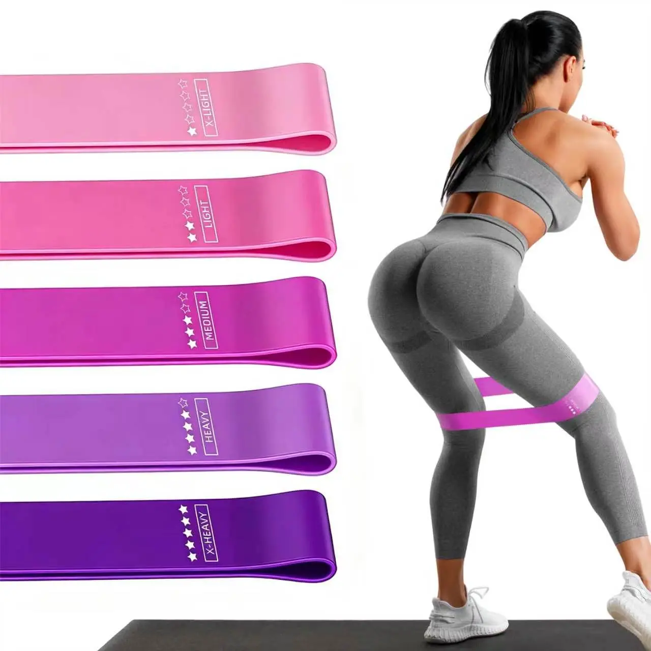 JakkoFoxx 5-Level Resistance Bands Set, Gradient TPE Loop Exercise Bands for Full Body Workout, Elastic Fitness Bands with Carry Bag for Home Gym, Yoga and Strength Training