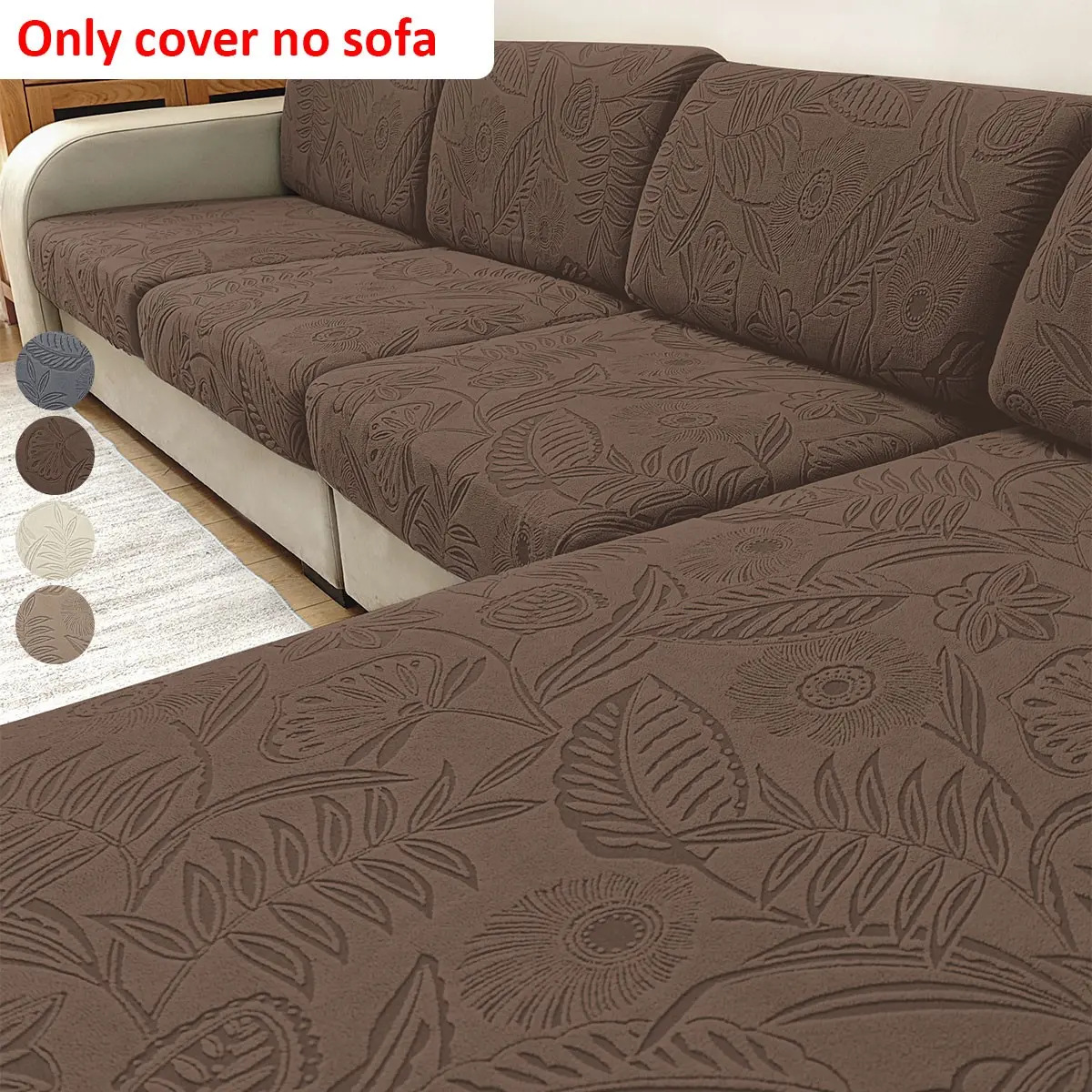 Elastic Sofa Cushion Cover, Dustproof Sofa Slipcover, Stretch Sofa Slipcover, Sofa Protector Slipcover, Couch Slipcover, Leaf Flower Pattern, All-Season, Anti-Shed, Pet-Friendly, Home Protection Decor