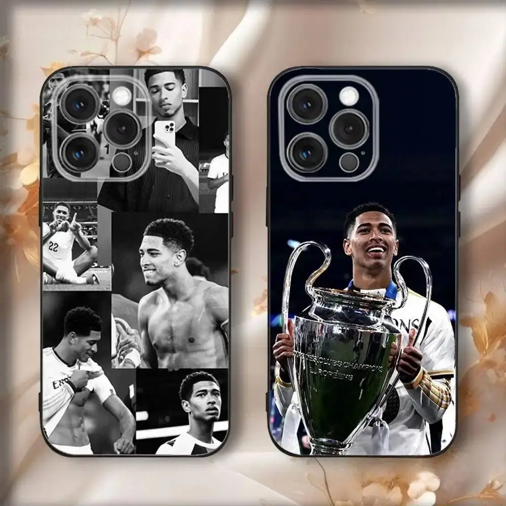 Football J-Jude B-Bellinghams Phone Case For iPhone 17,16,15,14,13,12,11,Pro,Max,Plus,Air,Samsung Galaxy S26 S25 S24 S23 S22 Soft Black Funda