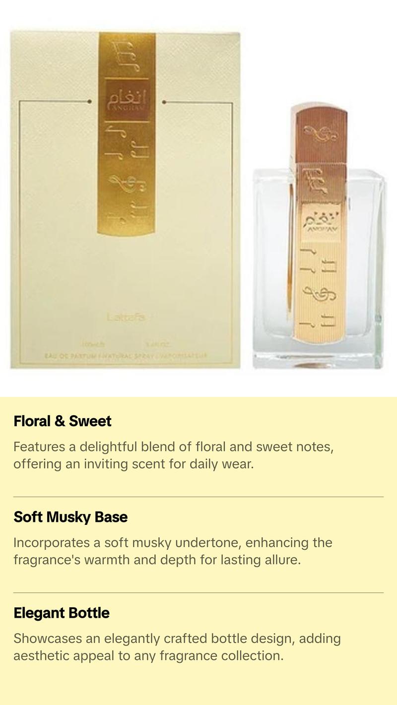 Lattafa Angham 3.4 OZ Eau-De-Parfum Spray For Women Lattafa Angham 3.4 OZ Eau-De-Parfum Spray For Women