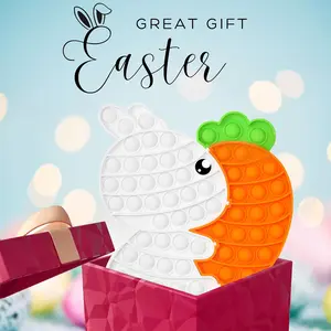 Easter Bunny Poppers, Bunny Carrot Pop Bubble Fidget Sensory Toy, Puzzle Popper, Easter Gifts for Kids,Toddler, Easter Basket for Toddlers Girl, Easter Toys, Stocking Easter Basket Stuffers (White)