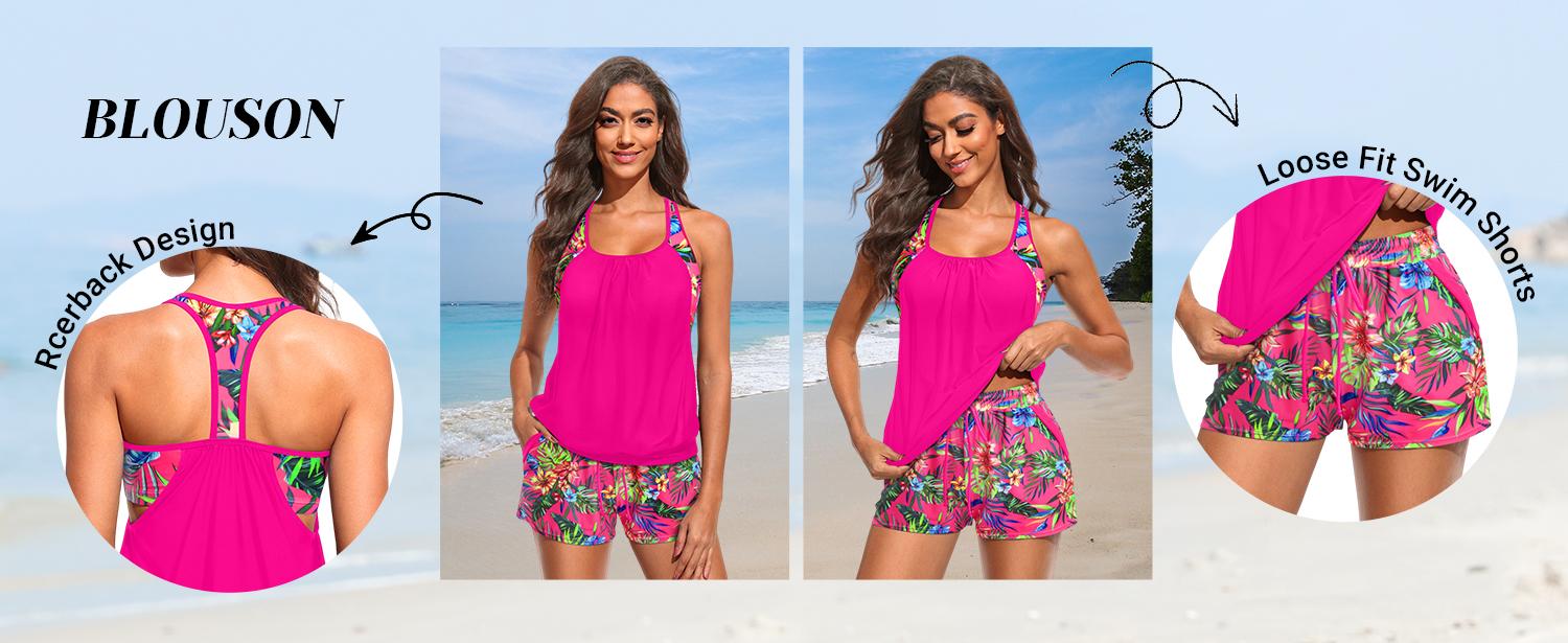 Daci Tankini Swimsuits for Women - 2026 Tummy Control Two Piece Bathing Suit with Sporty Pockets Shorts Blouson Swimwear Daci Tankini Swimsuits for Women - 2026 Tummy Control Two Piece Bathing Suit with Sporty Pockets Shorts Blouson Swimwear