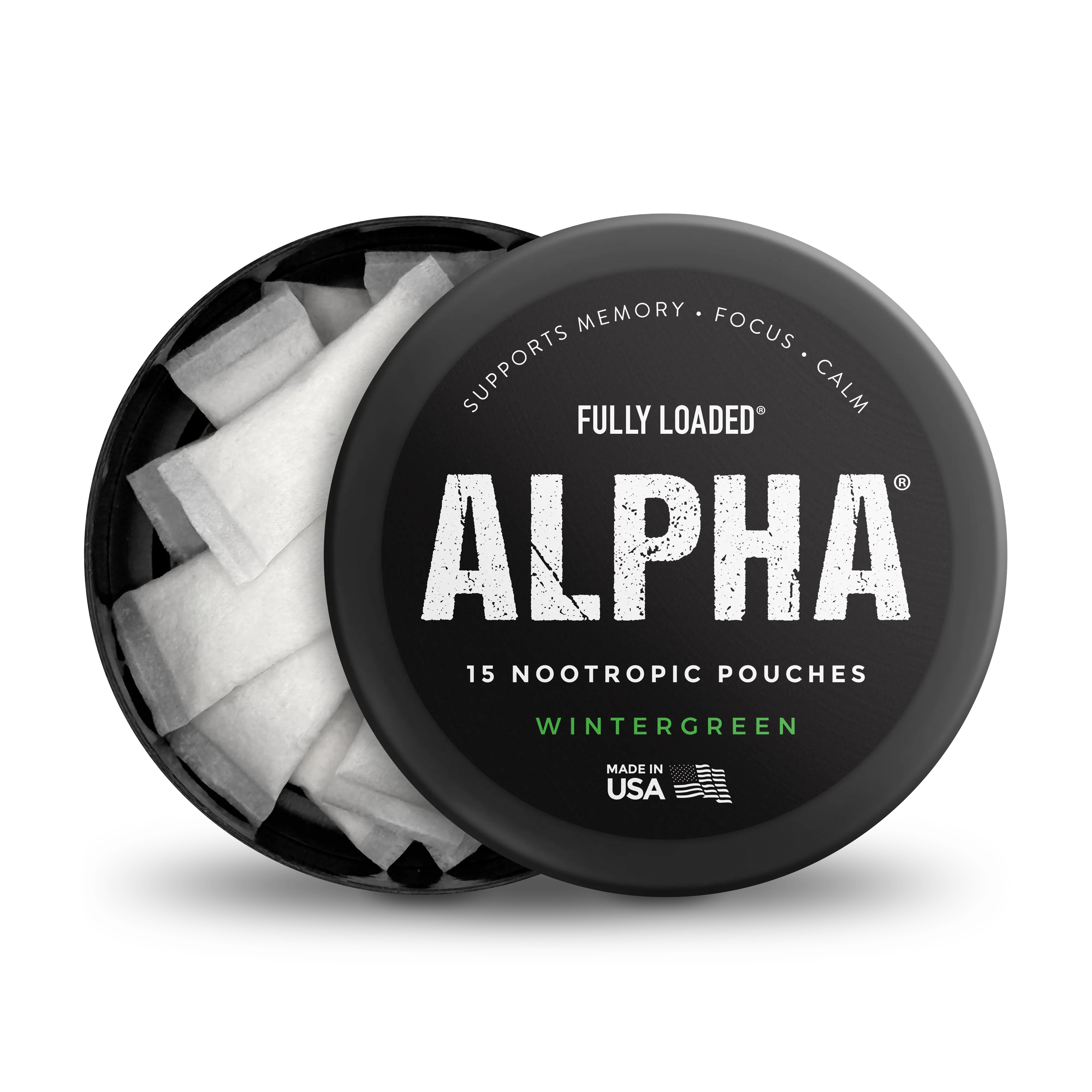 ALPHA Wintergreen Nootropic Pouches by Fully Loaded - Calm, Focus, Memory - Sugar Free Healthcare Edible