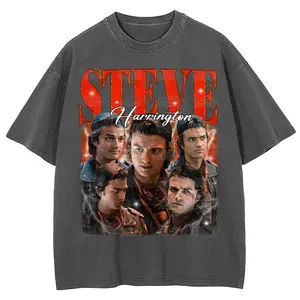 Steve Harrington Backwards Hat and Grey Sweater Unisex Tshirt - Steve Harrington Tee For Fan, Joe Keery Gildan Stranger Thing TShirt