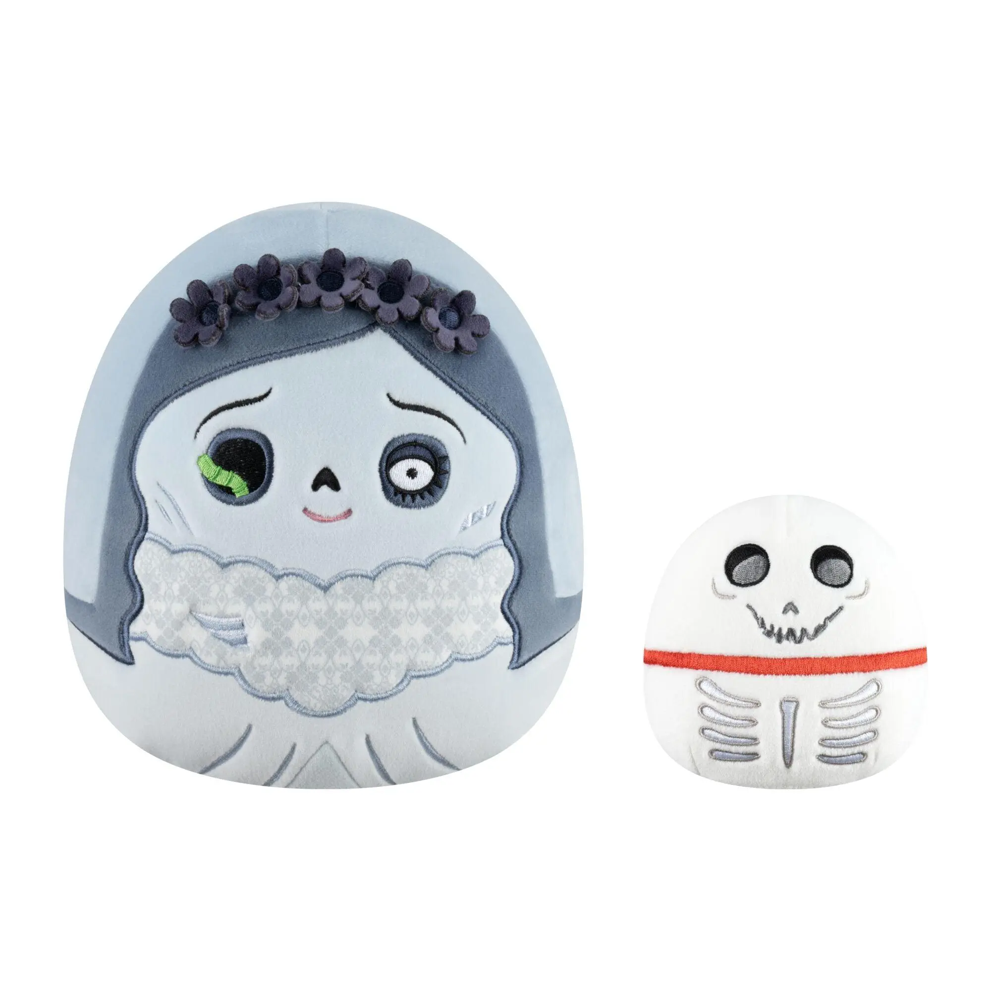 Squishmallows Corpse Bride 8-Inch Emily with Worm and 4-Inch Scraps