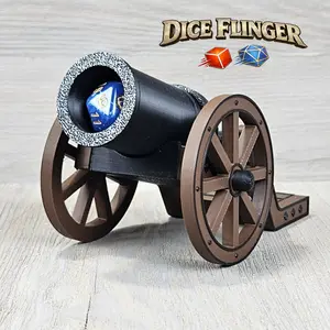 Dice Flinger Dice Cannon - Made in the USA with Moving Wheels - Perfect for RPG Games & Fun Gift - Choose Wheel Color - Brown & Black Body