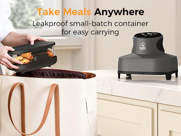 4-in-1 Portable Glass Air Fryer - 1500W, 4.2QT & 1.6QT Dual Glass Containers with Lids, Non-Toxic, 400°F Precise Heat, Max Crisp | Bake | Air Fry | Recrisp, Microwave, Freezer & Dishwasher Safe