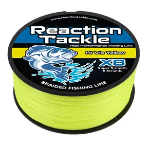 Reaction Tackle X8 Braided Fishing Line - Hi Vis Yellow 8 Strand
