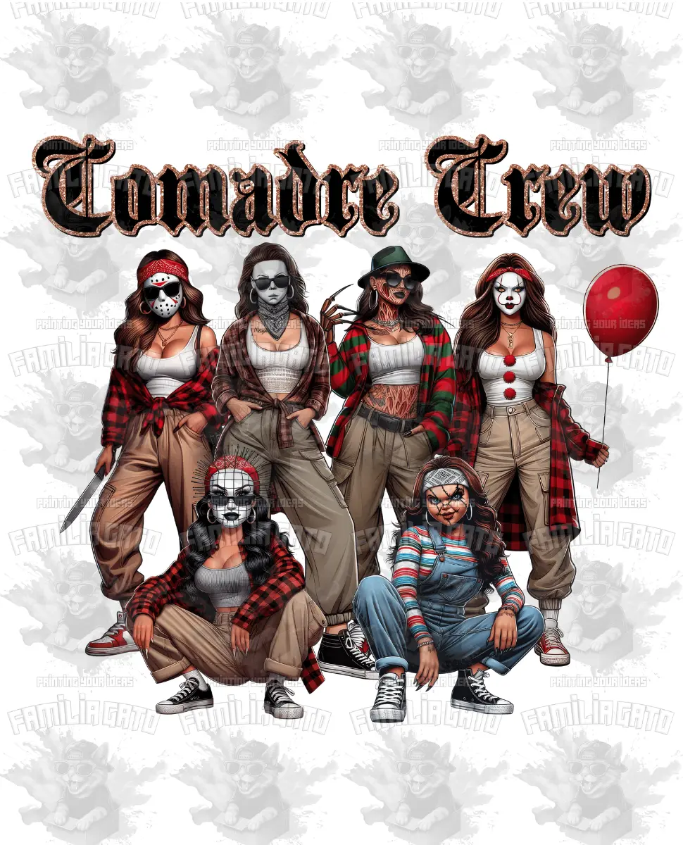 Comadre Crew #6 DTF Transfer, Durable Specialty DIY Supply for Toys & Hobbies - Features Firm Pressure at 320°F for 13 Seconds, Hot Peel, Medium to Firm Pressure at 280°F for 13 Seconds