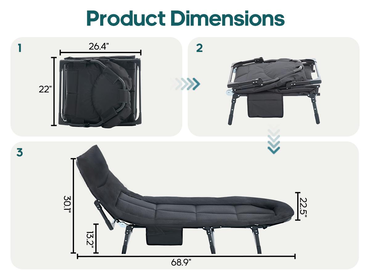 Camping Cot for Adults, 6 Angle Adjustable Folding Camping Bed with Mattress, Foldable Camping Bed for Camp, Office, Outdoor, Lightweight Camping Cot Supports 450 lbs