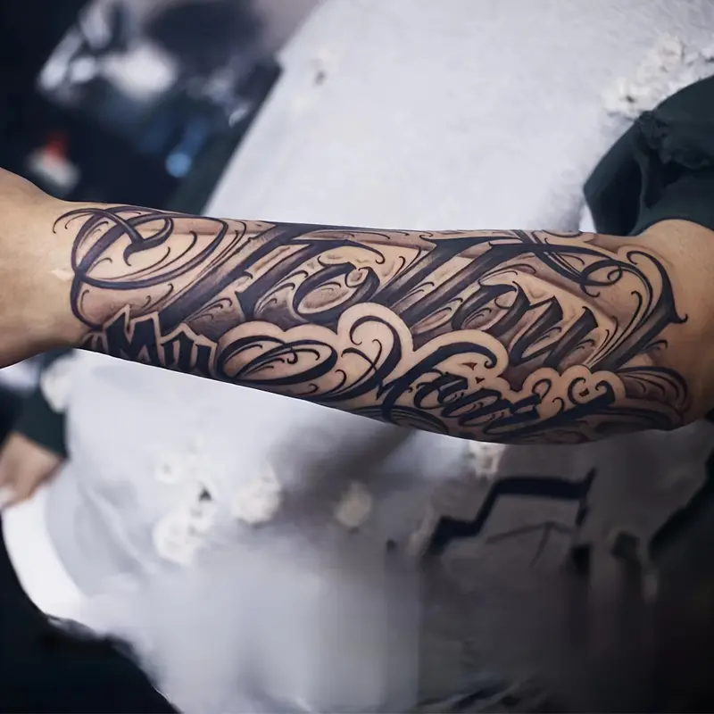 6 sheets Large temporary tattoos men,,fake tattoos,Containing 1 One Mexican Style Font Elements and 5 Random Styles, Lasting for 7-15 Days, long lasting temporary tattoo arm,Herbal Tattoo Stickers,tatuajes temporales,realistic temporary tattoos