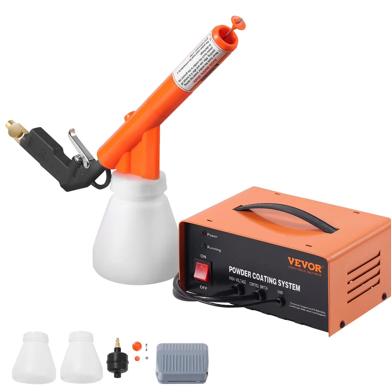 【summerfinds】VEVOR Powder Coating System, 50KV Electrostatic Output Powder Coating Kit with Foot Switch, Spray Gun, Nozzles and Powder Cups, Powder Coating Equipment for Home DIY and Commercial Production